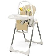COSTWAY High Chair for Babies and Toddlers, Wooden Baby Highchair with 5-Point Safety Harness, Re...