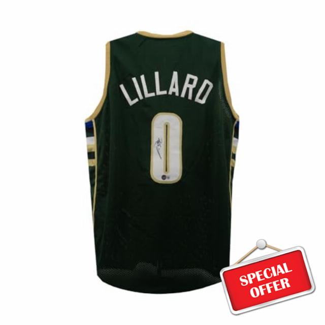 Damian Lillard Autographed Milwaukee Custom Green and Beige Basketball Jersey - BAS