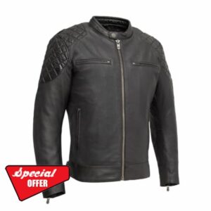 First Mfg Co - Grand Prix - Men's Motorcycle Biker Riding Black Leather Jacket