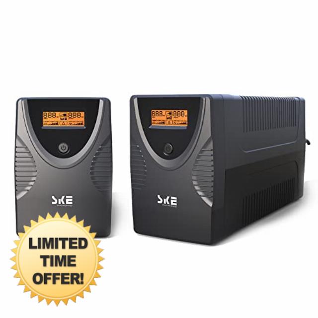 SKE UPS 1250VA+1500VA Battery Backup Power Supply Surge Protector 720W+900W Set Intelligent UPS with LCD Uninterruptible Power Supply