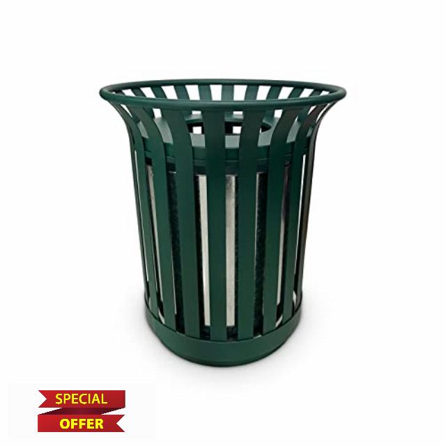 Anxeit Outdoor Metal Slatted Trash Receptacle