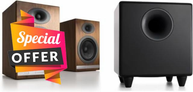 Audioengine HD5 Walnut 150W Wireless Home Music System with 250W S8 Subwoofer