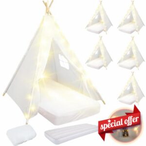 Lemosae 6 Pack Teepee Tent for Kids Bulk with Inflatable Airbed