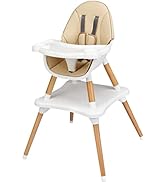 Maxmass 4-in-1 Baby Highchair, Folding Infant Feeding Chair with 5-Point Safety Belt, Removable D...