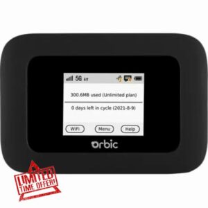 Verizon Orbic Speed 5G Mobile Hotspot | Connect up to 30 Wi-Fi Enabled Devices | Up to 12 hrs of Usage Time | Up to 12 Days of Stand-by Time | Light-Weight and Portable