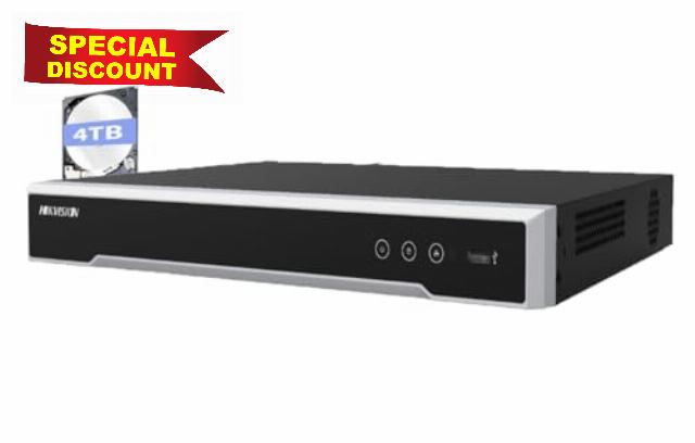 HIK 16CH 4K NVR DS-7616NI-Q2/16P with 4TB HDD 16CH PoE 8MP 4K Network Video Recorder NVR with Built-in PoE Ports for IP PoE Network Cameras H.265 2xSATA Compatible with Hikvision Hik-Connect APP