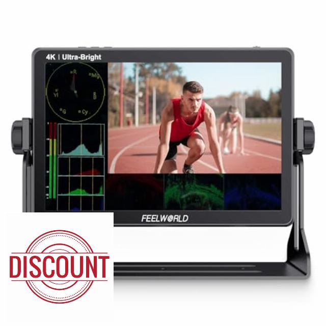 FEELWORLD LUT11H 10.1 Inch 2000nit Ultra Bright Camera Field DSLR Monitor with Touchscreen Waveform LUT F970 Install and Power Kit HDMI Input Output