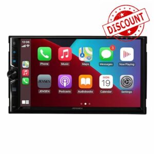 Jensen J3CA7W 7-inch Certified Apple CarPlay Android Auto Wired or Wireless | Double DIN Touchscreen Car Stereo Radio | Bluetooth | Backup Camera Input | USB Playback & Charge