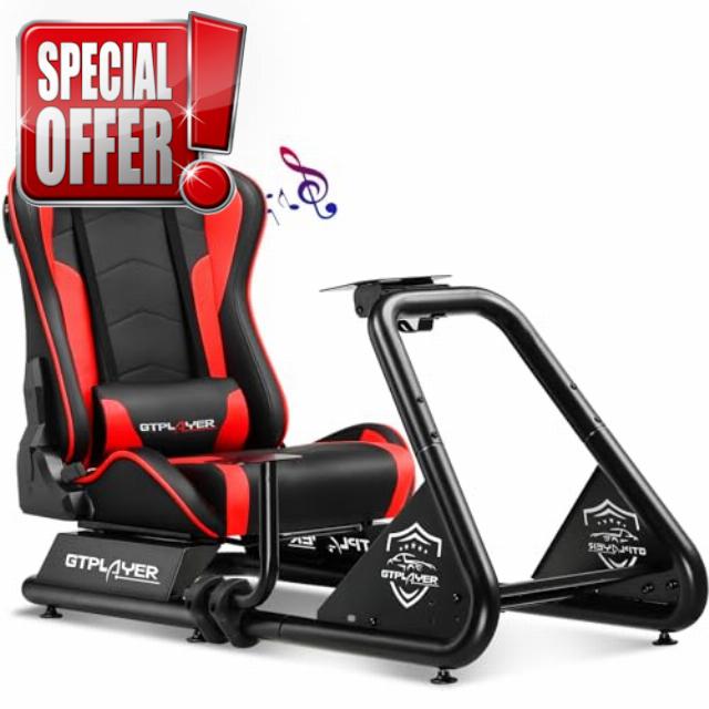 GTPLAYER Racing Simulator Cockpit with Seat and Bluetooth Speakers