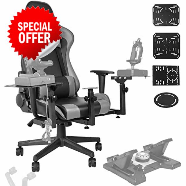 Anman Multifunctional Flight Simulator Cockpit Joystick/Hotas Chair Mount with Chair Fit for Thrustmaster A10C Hotas Warthog Logitech X56 X52 Adjustable Racing Steering Wheel Mount