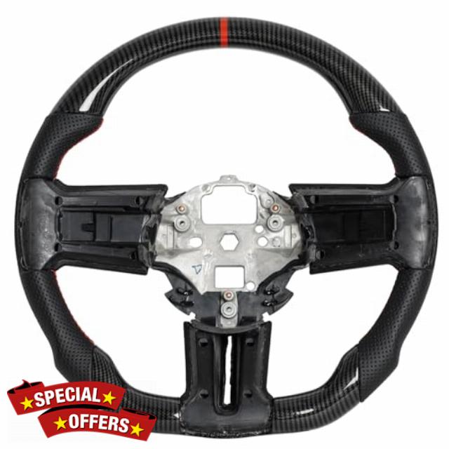 Hydro Dip Carbon Fiber Steering Wheel Fit For Ford Mustang 2012-2014 GT500 Replacement Car Accessories-JIANGGAI