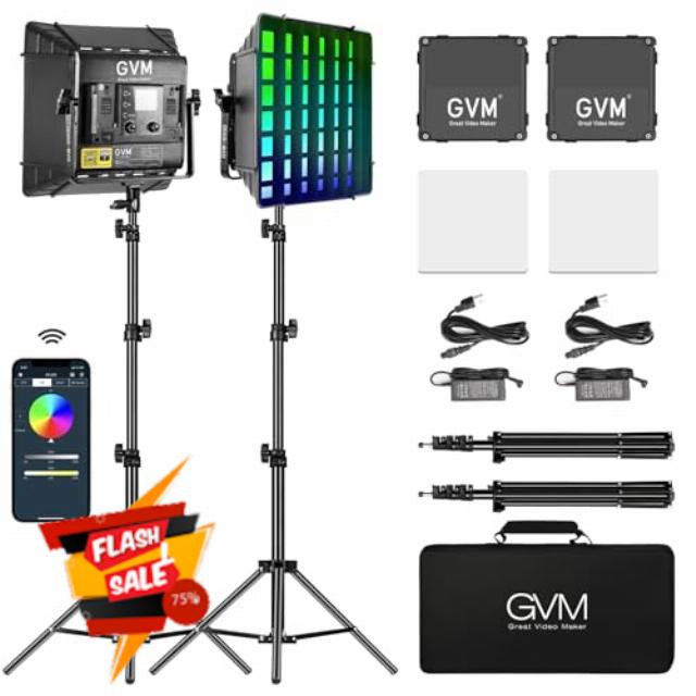 GVM Upgrade 800D RGB Video Light Kits with 2 Softboxes