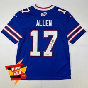 Autographed/Signed Josh Allen Buffalo Bills Blue Authentic Elite Football Jersey Fanatics COA