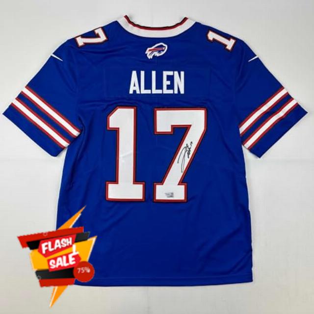 Autographed/Signed Josh Allen Buffalo Bills Blue Authentic Elite Football Jersey Fanatics COA