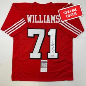 Autographed/Signed Trent Williams San Francisco Alternate Red Football Jersey JSA COA