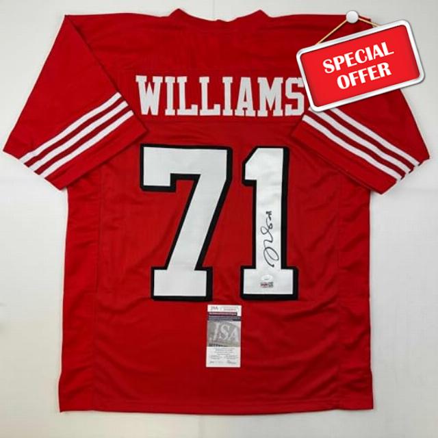 Autographed/Signed Trent Williams San Francisco Alternate Red Football Jersey JSA COA