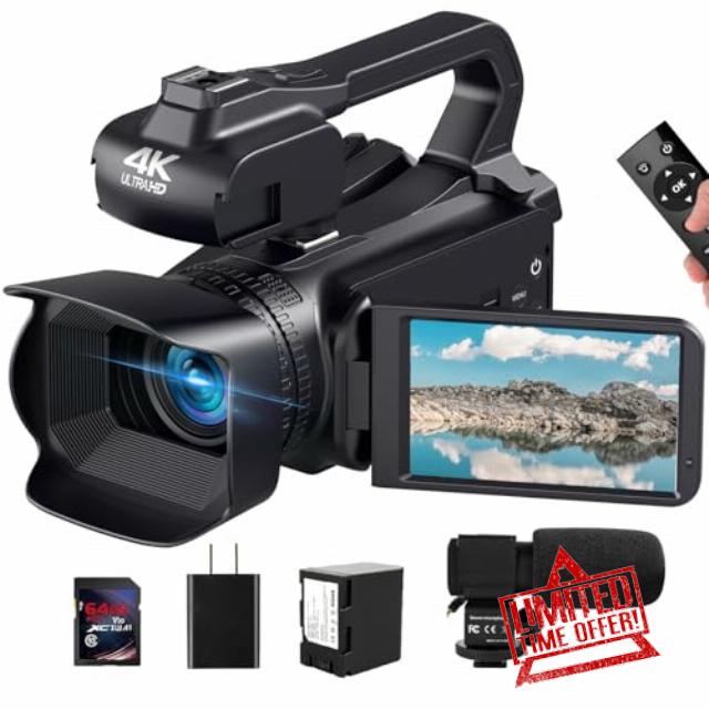 Video Camera Camcorder 4K 64MP 60FPS