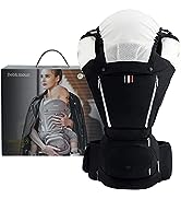 Bebamour Baby Carrier Front and Back Baby Carrier with 2 Shoulder Bibs, Black