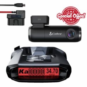 Cobra RAD 700i Laser Radar Detector & SC100 Smart Dash Cam + 2.5A OBD Port to Micro USB Hardwire Kit: Long Range Front and Rear Detection