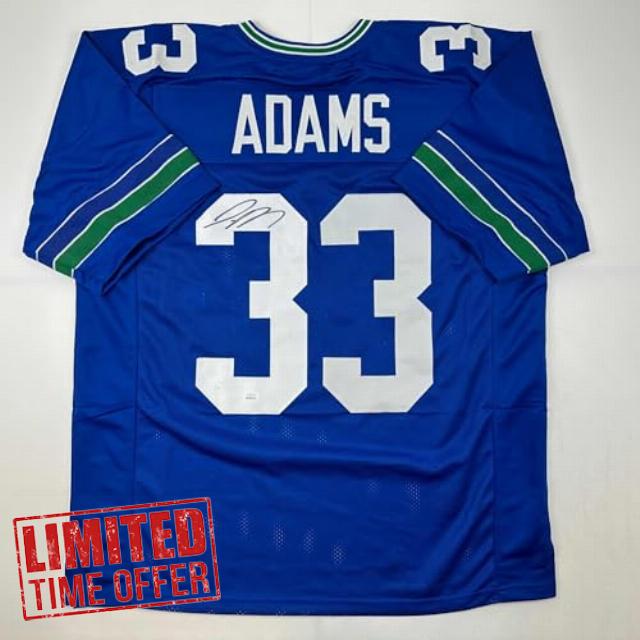 Autographed/Signed Jamal Adams Seattle Retro Blue Football Jersey JSA COA