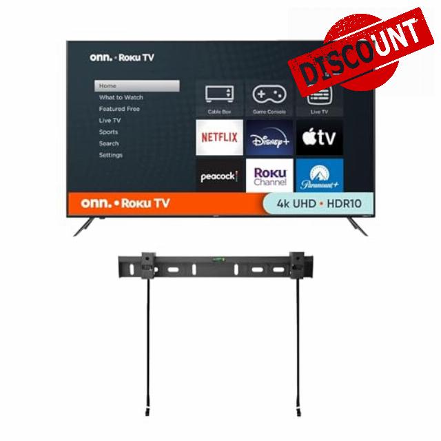 ONN 50-Inch Class 4k HDR10+ Smart TV + Free Wall Mount with Wi-Fi Connectivity and Mobile App | Flat Screen TV | Compatible with Home Kit | Alexa and Google Assistant (Renewed)