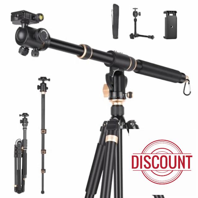 86.6 Inch Multi-Function Aluminum Camera Tripod Monopod with 32 mm Tube Center Column and 360 Degree Ball Head