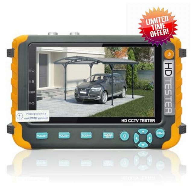 Henkion HD Coaxial Camera Tester CCTV Tester Monitor 4K 8MP TVI/CVI/AHD/CVBS Analog Video Monitor 5 inch TFT-LCD Screen RS485 Audio HDMI VGA DC12V Output PTZ Control