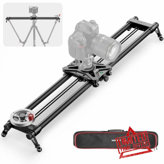 NEEWER 31.5in/80cm Camera Slider with Flywheel & Crank Handle