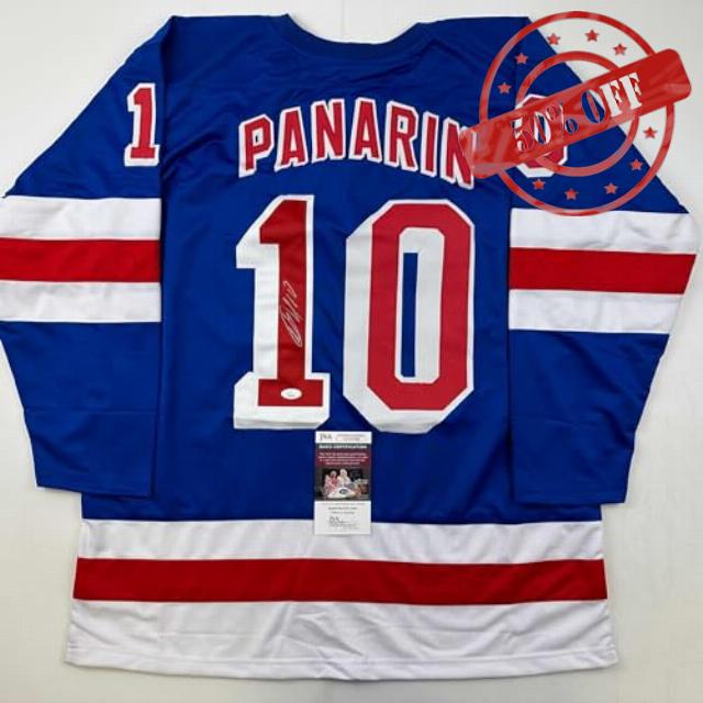 Autographed/Signed Artemi Panarin New York Blue Hockey Jersey JSA COA