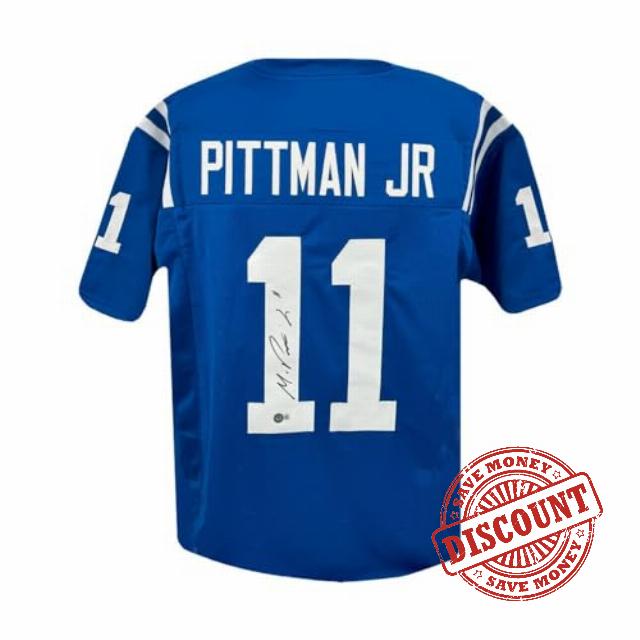 Michael Pittman Jr Autographed Indianapolis Custom Blue Football Jersey - BAS