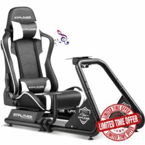 GTPLAYER Racing Simulator Cockpit with Seat and Bluetooth Speakers