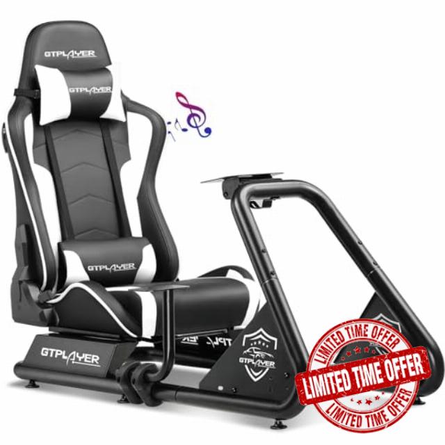 GTPLAYER Racing Simulator Cockpit with Seat and Bluetooth Speakers