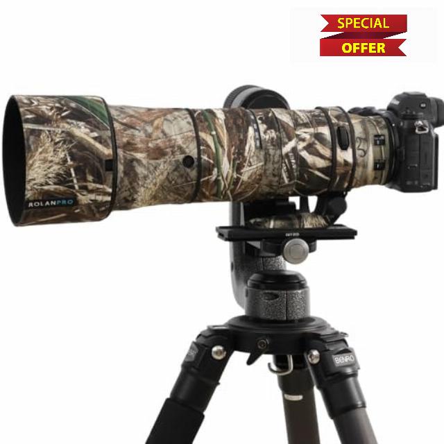 ROLANPRO Waterproof Lens Camouflage Coat for Nikon Z 180-600mm F/5.6-6.3 VR Rain Cover Lens Protective Sleeve Guns Case Clothing-#9 Grass Waterproof