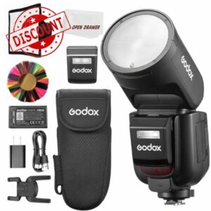 GODOX V1Pro S Round Head Camera Flash 2.4G X Wireless HSS 76Ws E-TTL Li-ion Round Head Camera Speedlight with External Flash SU-1 for Sony (V1Pro-S)