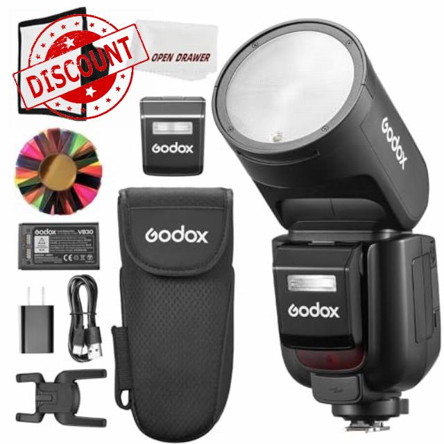 GODOX V1Pro S Round Head Camera Flash 2.4G X Wireless HSS 76Ws E-TTL Li-ion Round Head Camera Speedlight with External Flash SU-1 for Sony (V1Pro-S)