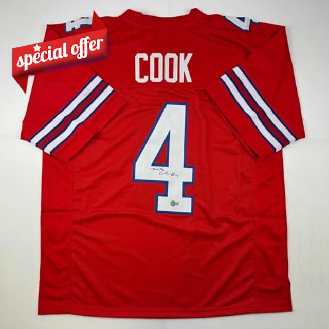 Autographed/Signed James Cook Buffalo Red Football Jersey Beckett BAS COA