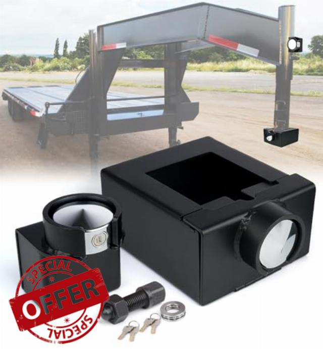 Aupar Patent-Designed Gooseneck Trailer Lock Kit Fit for Most 7-Inch Bottom Plate Couplers