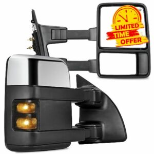 YITAMOTOR Towing Mirrors Compatible With 1999-2007 Ford F250 F350 F450 F550 Super Duty LED Turn Signal Power Adjusted Heated Telescoping Chrome