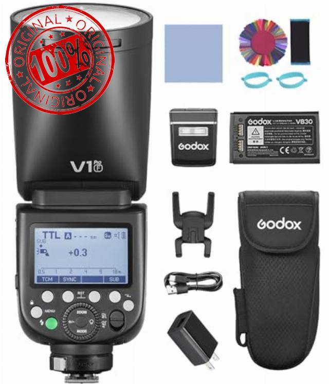 GODOX V1 PRO F 2.4G Wireless Camera Flash 1/8000s HSS 1.3s Recycle Time with M/TTL Flash Mode with Power Supply Port & Detachable Sub Flash Speedlite Compatible with FUJIFILM Cameras