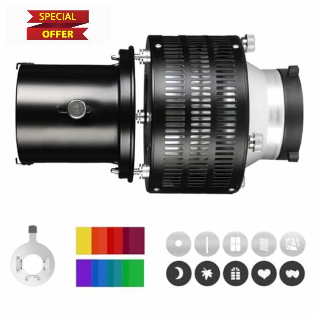 Soonpho Optical Snoot Bowens Mount Projector Attachment Kit with Gobos and Filters