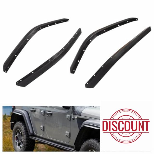 Kiwi Master Fender Flares Extensions Compatible with 2018-2024 Jeep Wrangler JL Accessories Heavy Duty Front & Rear Mud Flaps Splash Guards (ONLY FITS High Fender)