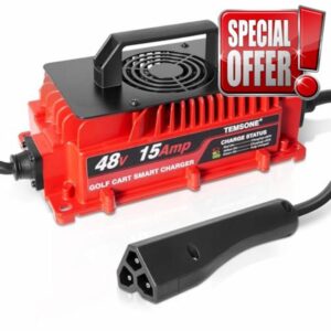 48 Volts 15 AMP Golf Cart Battery Charger Triangle 3-Pin Style Plug Club Cart Charger with Temp Sensor