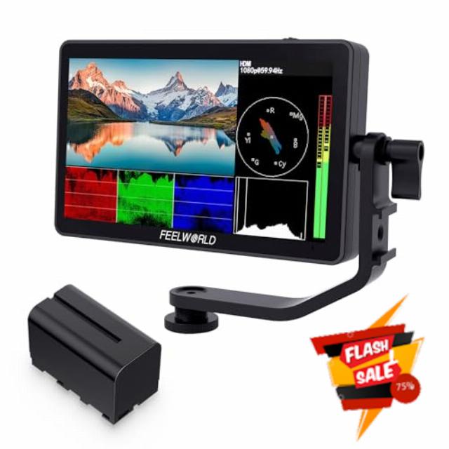 FEELWORLD F6 Plus V2 6 inch DSLR Camera Field Touch Screen Monitor with F750 Battery 4400mAh