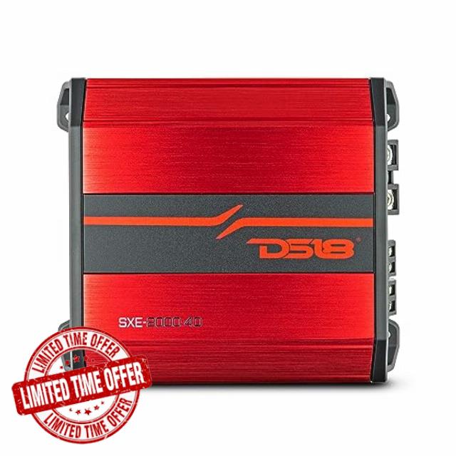 DS18 SXE-2000.4D/RD 4-Channel Car Amplifier Class D Full Range 4X 150 Watts RMS @ 4-ohm - Powerful and Compact Amp for Speakers in Car Audio System - Bridgeable Amp 4 Channels 2000 Watts Max Power