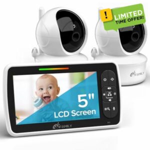 iFamily Baby Monitor with 2 Cameras | Remote Pan-Tilt-Zoom Video Baby Monitor with Camera and Audio