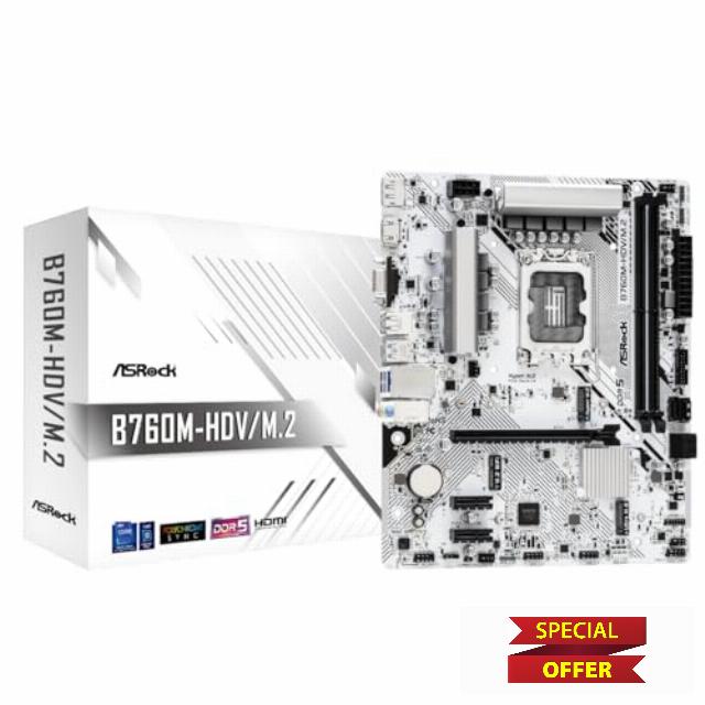 ASRock Motherboard B760M-HDV/M.2 Intel 12th and 13th Generation CPU (LGA1700) Compatible B760 Chipset DDR5 Micro ATX Motherboard