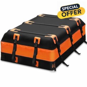 CarQiWireless Rooftop Cargo Carrier 25 Cubic Feet Car Roof Cargo Bag for Top of Vehicle Roof Cargo Carrier Bag Roof Rack Waterproof for All Vehicle with/Without Racks Includes Anti-Slip Mat