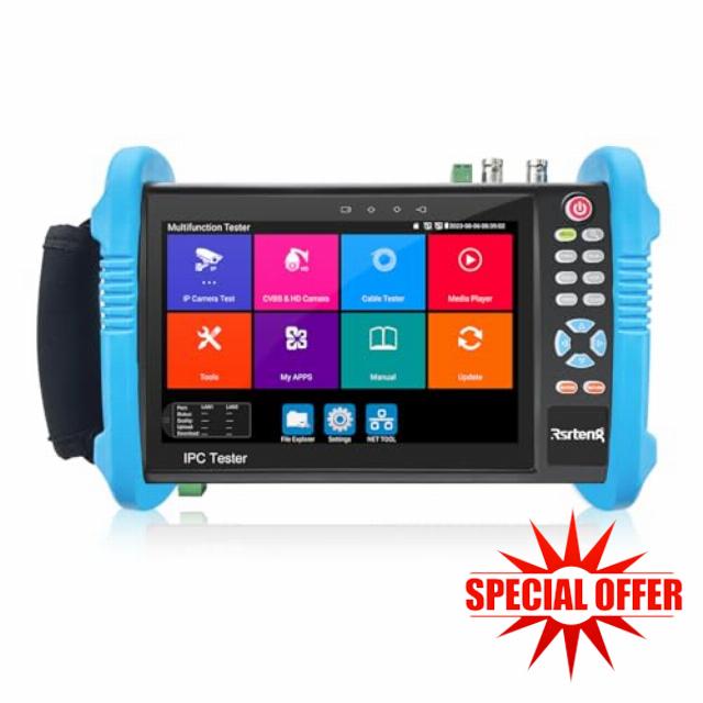 Rsrteng CCTV Tester 8K 32MP 4K 12MP IP Camera Tester 8MP TVI/CVI/AHD/CVBS CCTV Camera Monitor ONVIF IP Discovery IPC Test WiFi POE Cable Tester Network Tools HDMI I/O VGA Power Output IPC-9800ADH Pro