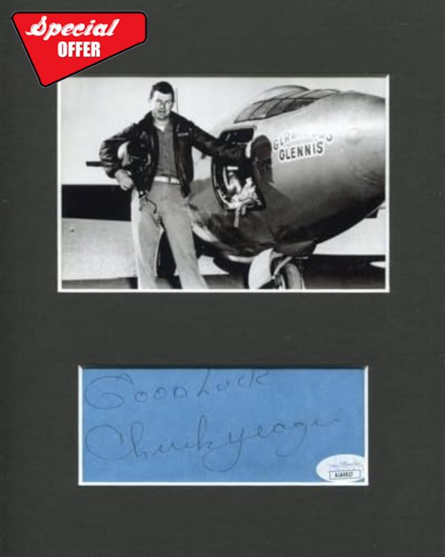 Chuck Yeager WWII War Ace Test Pilot Sound Signed Autograph Photo Display JSA - Autographed Sports Photos
