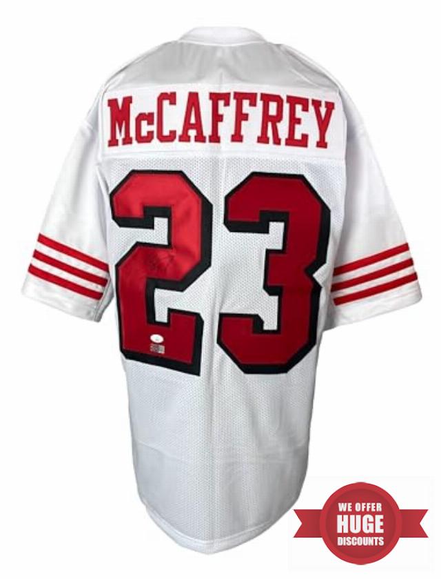 Christian McCaffrey San Francisco Signed White Football Jersey JSA